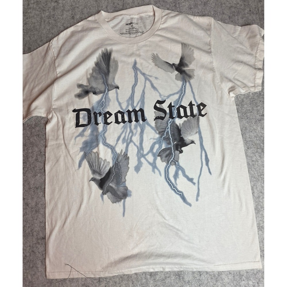 Fashion Nova Men Dream State Graphic T-Shirt White Doves Lightning Size M